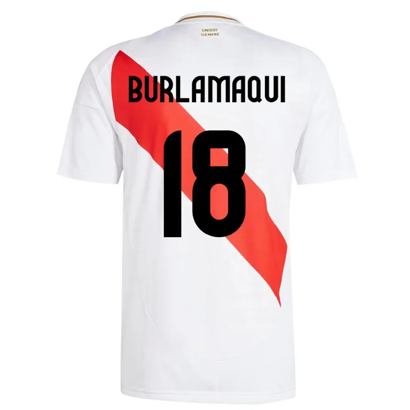 Danxen Mujer Camiseta Perú Alessandro Burlamaqui #18 Blanco 1ª Equipación 24-26 La Camisa