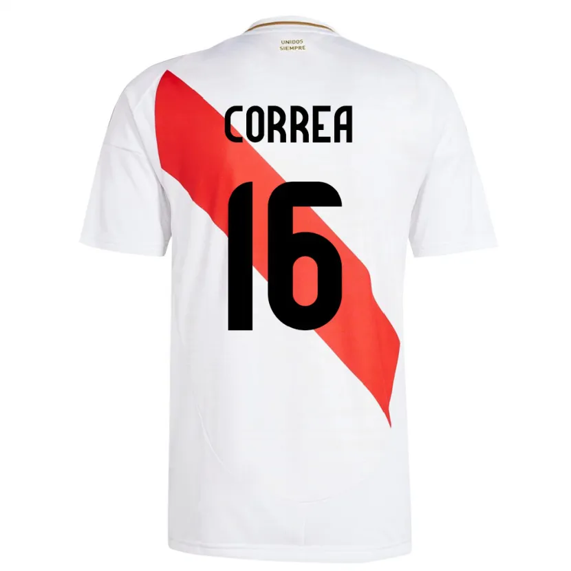 Danxen Mujer Camiseta Perú Eslyn Correa #16 Blanco 1ª Equipación 24-26 La Camisa