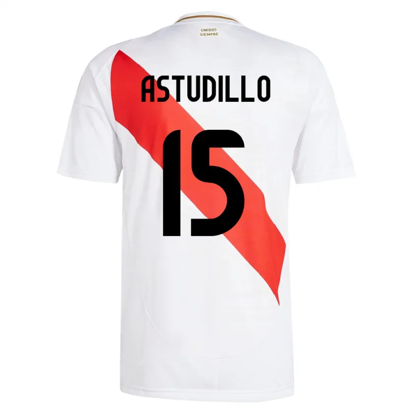 Danxen Mujer Camiseta Perú Julinho Astudillo #15 Blanco 1ª Equipación 24-26 La Camisa