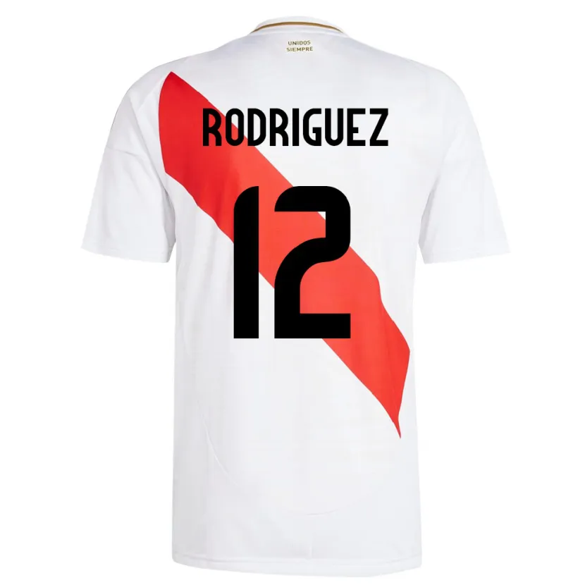 Danxen Mujer Camiseta Perú Jhefferson Rodríguez #12 Blanco 1ª Equipación 24-26 La Camisa