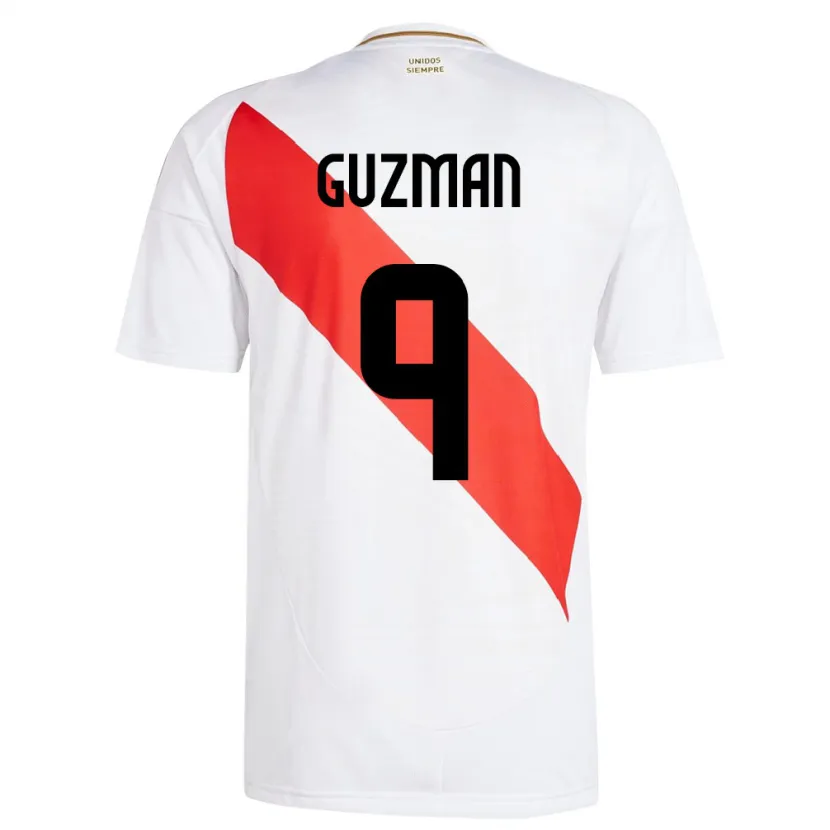 Danxen Mujer Camiseta Perú Víctor Guzmán #9 Blanco 1ª Equipación 24-26 La Camisa