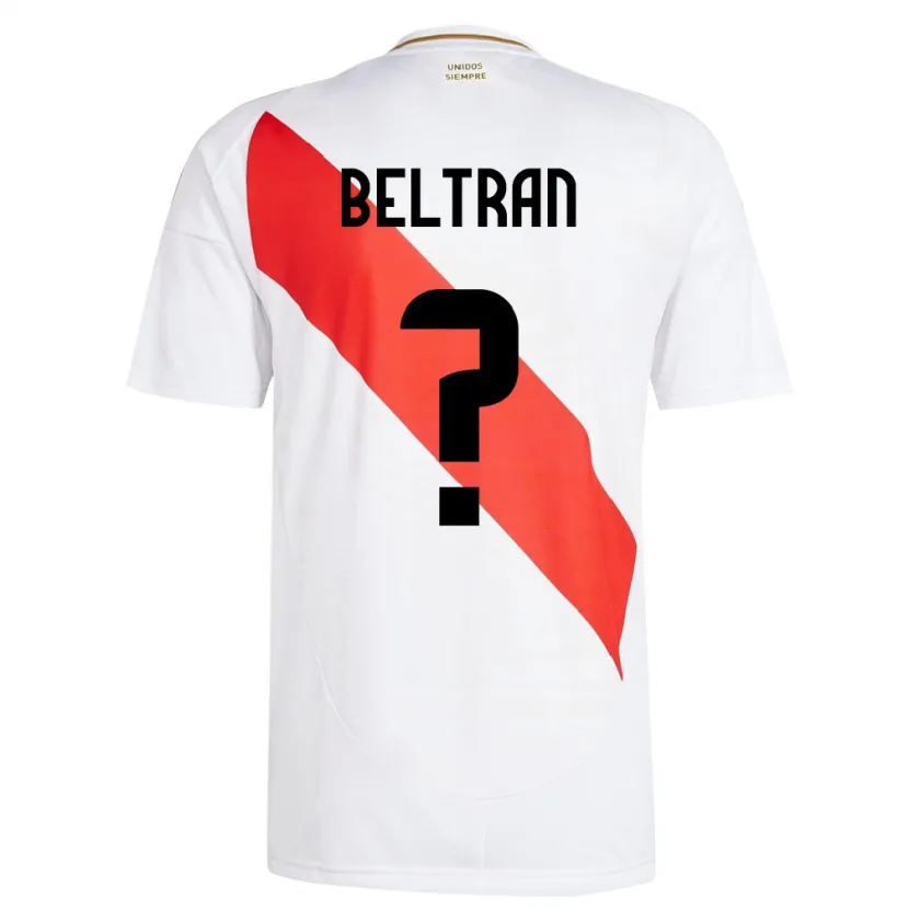 Danxen Mujer Camiseta Perú Adrián Beltrán #0 Blanco 1ª Equipación 24-26 La Camisa