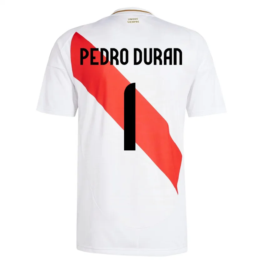 Danxen Mujer Camiseta Perú Juan Pedro Durán #1 Blanco 1ª Equipación 24-26 La Camisa