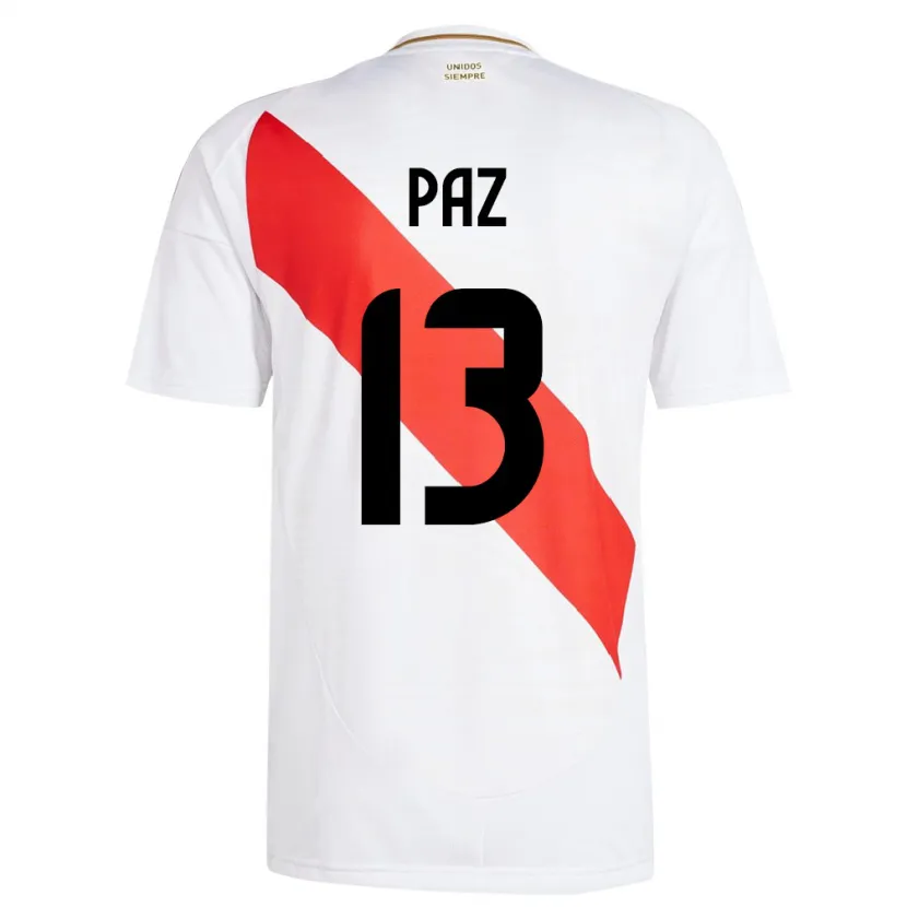 Danxen Mujer Camiseta Perú Braidy Paz #13 Blanco 1ª Equipación 24-26 La Camisa
