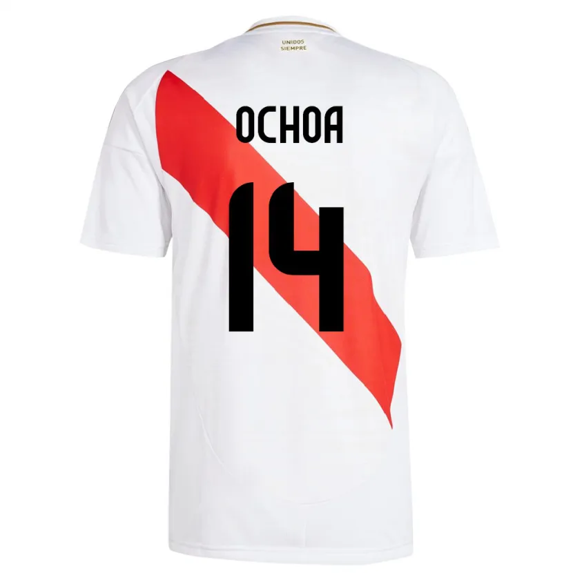 Danxen Mujer Camiseta Perú Victoria Ochoa #14 Blanco 1ª Equipación 24-26 La Camisa