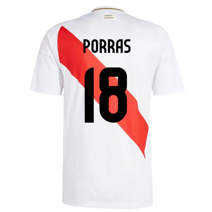 Danxen Mujer Camiseta Perú Sashenka Porras #18 Blanco 1ª Equipación 24-26 La Camisa