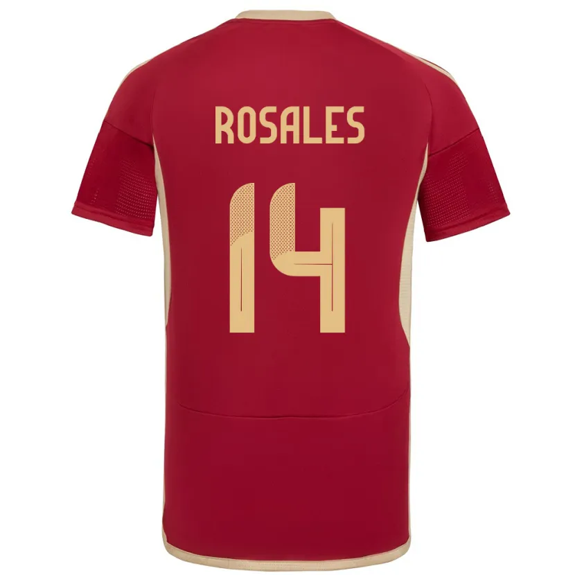 Danxen Mujer Camiseta Venezuela Roberto Rosales #14 Borgoña 1ª Equipación 24-26 La Camisa