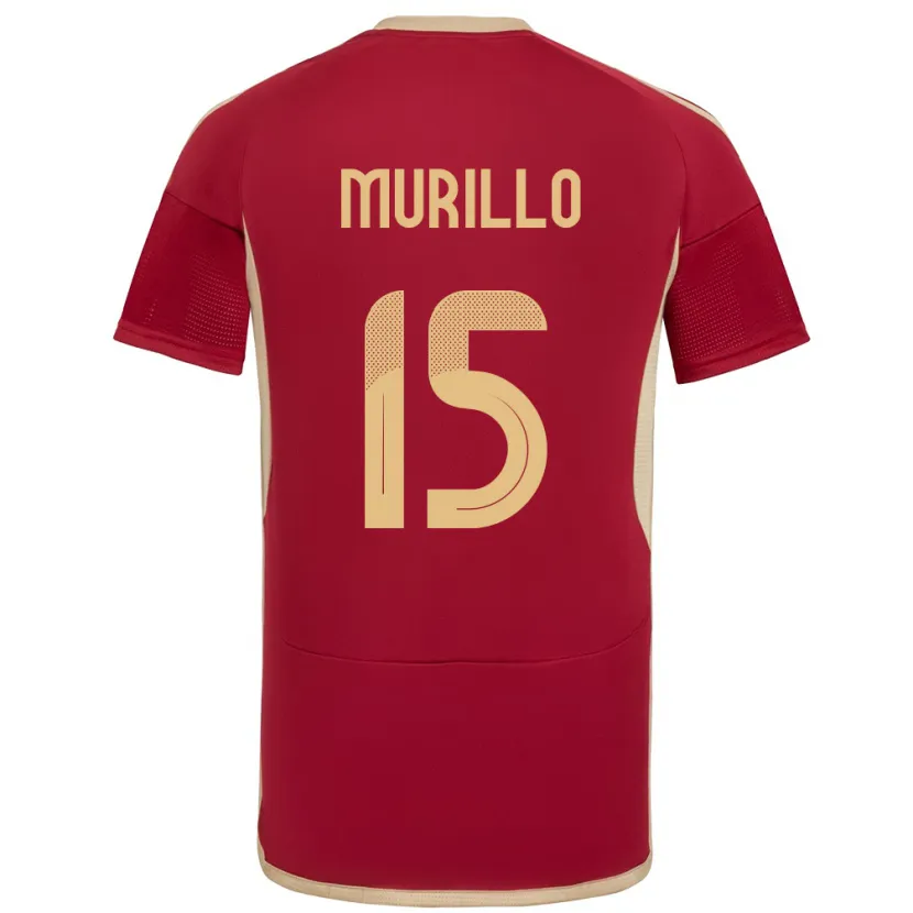 Danxen Mujer Camiseta Venezuela Jhon Murillo #15 Borgoña 1ª Equipación 24-26 La Camisa