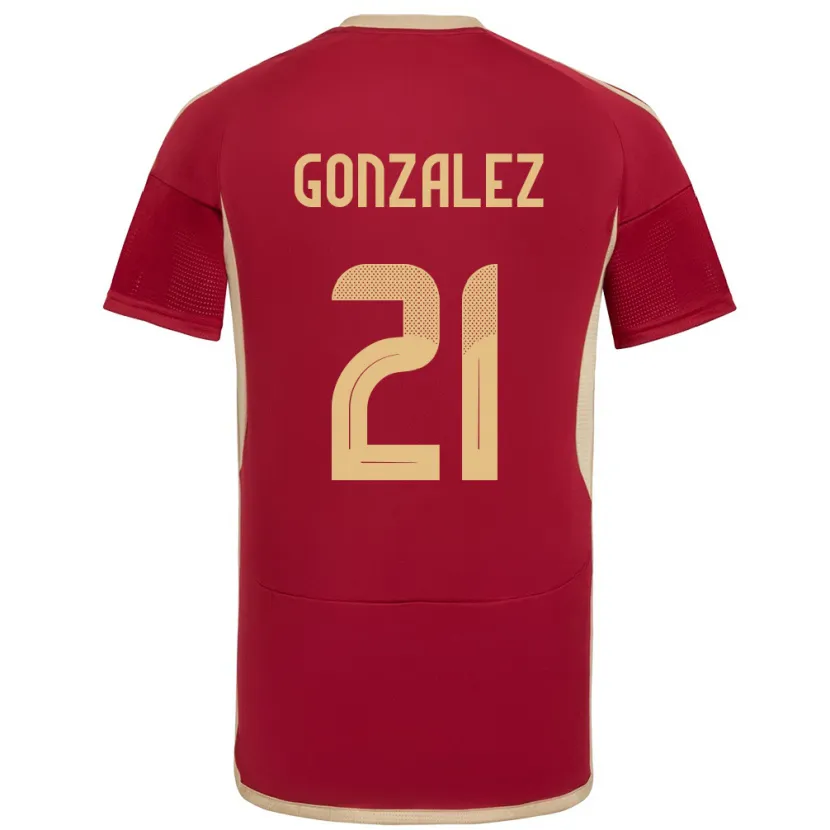 Danxen Mujer Camiseta Venezuela Alexander González #21 Borgoña 1ª Equipación 24-26 La Camisa