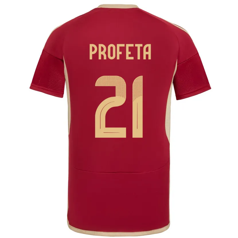 Danxen Mujer Camiseta Venezuela Nicola Profeta #21 Borgoña 1ª Equipación 24-26 La Camisa