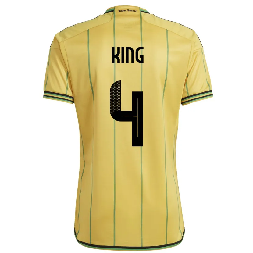 Danxen Mujer Camiseta Jamaica Richard King #4 Amarillo 1ª Equipación 24-26 La Camisa