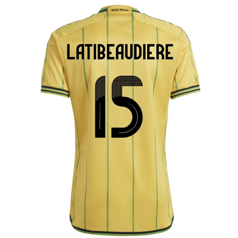 Danxen Mujer Camiseta Jamaica Joel Latibeaudiere #15 Amarillo 1ª Equipación 24-26 La Camisa