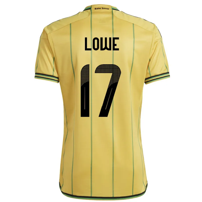 Danxen Mujer Camiseta Jamaica Damion Lowe #17 Amarillo 1ª Equipación 24-26 La Camisa