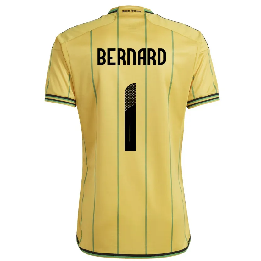 Danxen Mujer Camiseta Jamaica Akeem Bernard #1 Amarillo 1ª Equipación 24-26 La Camisa