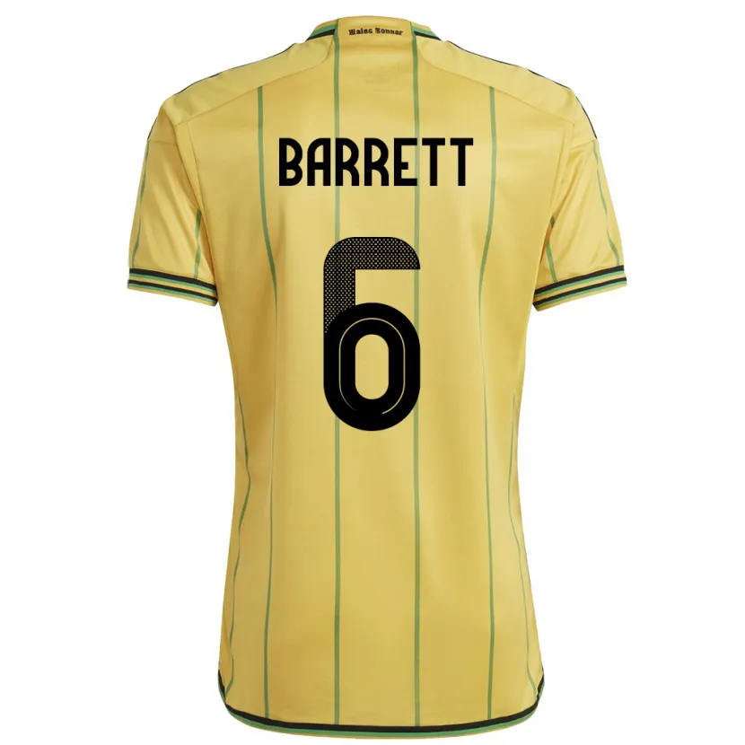 Danxen Mujer Camiseta Jamaica Ronaldo Barrett #6 Amarillo 1ª Equipación 24-26 La Camisa