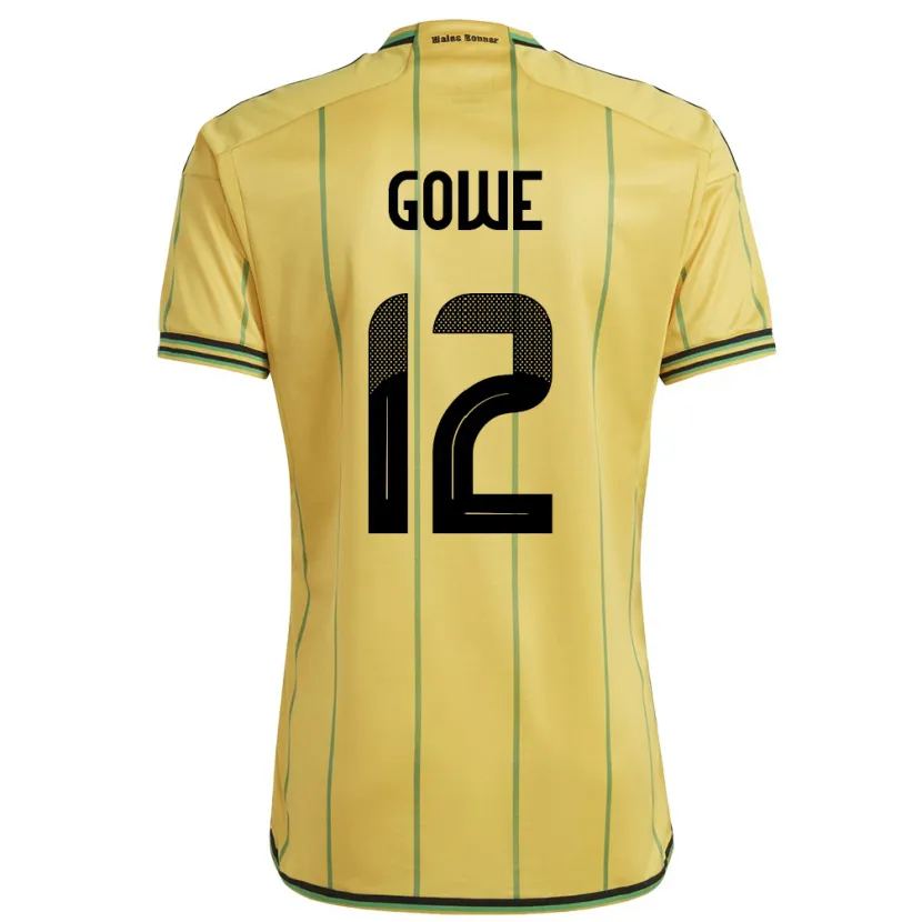 Danxen Mujer Camiseta Jamaica Tyrese Gowe #12 Amarillo 1ª Equipación 24-26 La Camisa