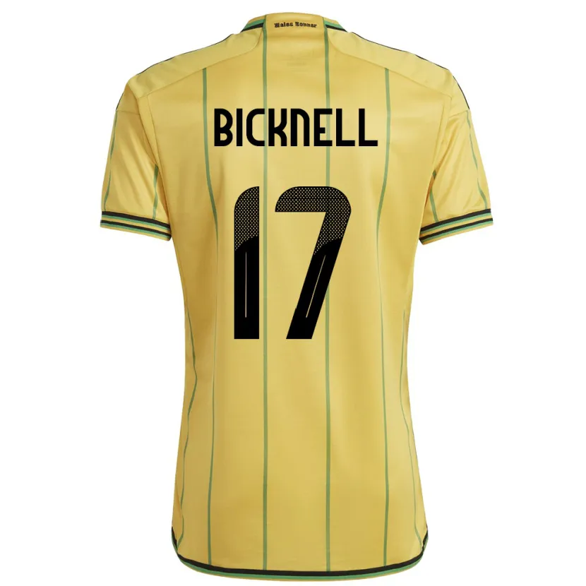 Danxen Mujer Camiseta Jamaica Alexander Bicknell #17 Amarillo 1ª Equipación 24-26 La Camisa