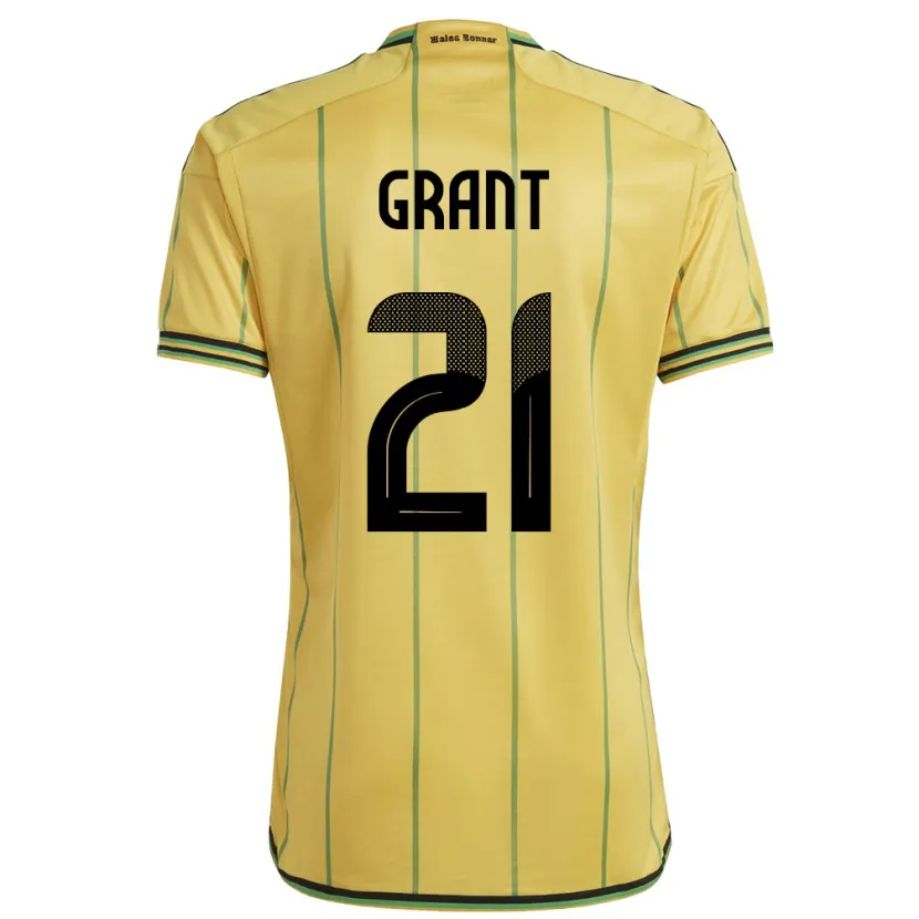 Danxen Mujer Camiseta Jamaica Joshua Grant #21 Amarillo 1ª Equipación 24-26 La Camisa
