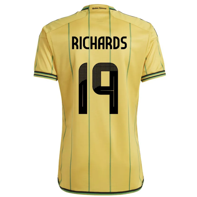 Danxen Mujer Camiseta Jamaica Davia Richards #19 Amarillo 1ª Equipación 24-26 La Camisa