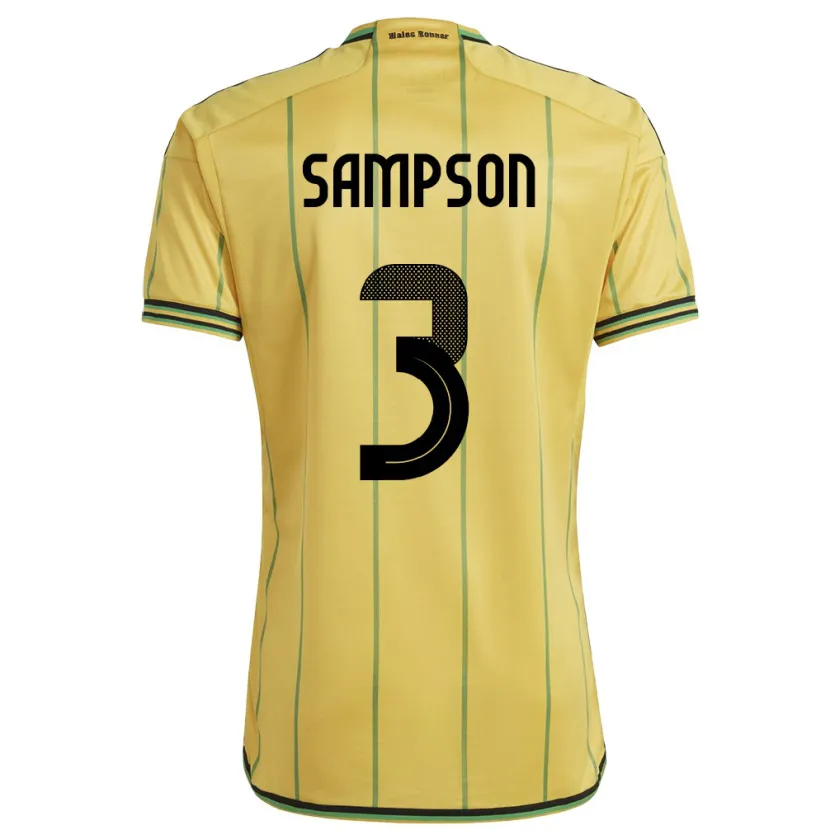 Danxen Mujer Camiseta Jamaica Vyan Sampson #3 Amarillo 1ª Equipación 24-26 La Camisa