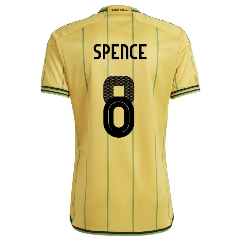 Danxen Mujer Camiseta Jamaica Drew Spence #8 Amarillo 1ª Equipación 24-26 La Camisa