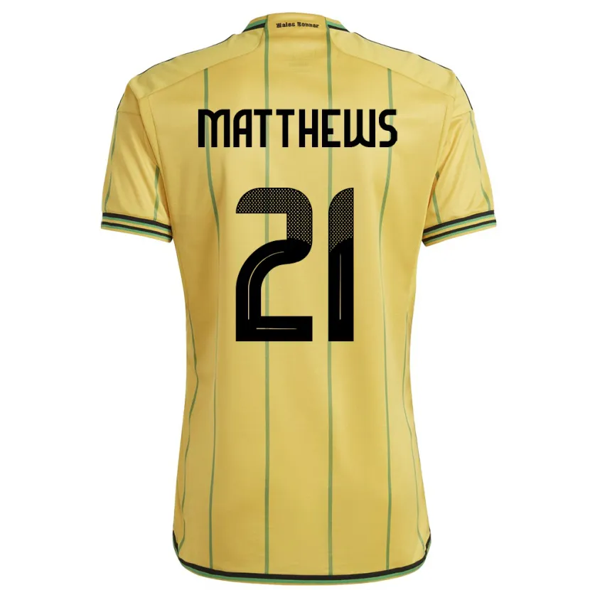 Danxen Mujer Camiseta Jamaica Cheyna Matthews #21 Amarillo 1ª Equipación 24-26 La Camisa
