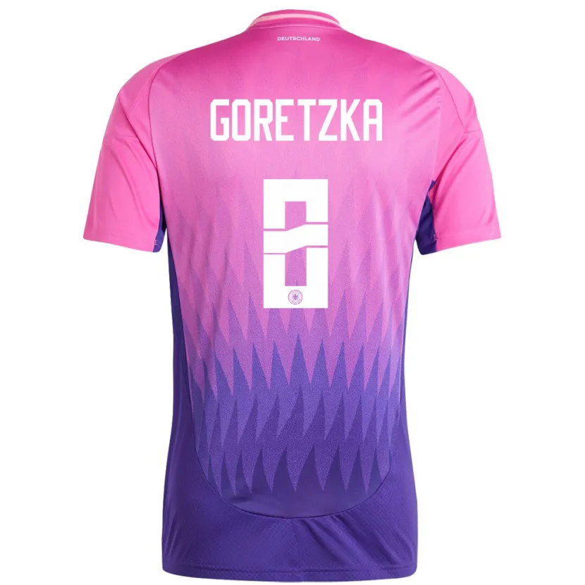 Danxen Mujer Camiseta Alemania Leon Goretzka #8 Rosado Morado 2ª Equipación 24-26 La Camisa