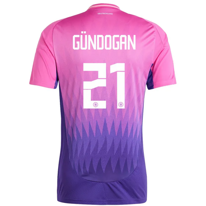 Danxen Mujer Camiseta Alemania Ilkay Gundogan #21 Rosado Morado 2ª Equipación 24-26 La Camisa