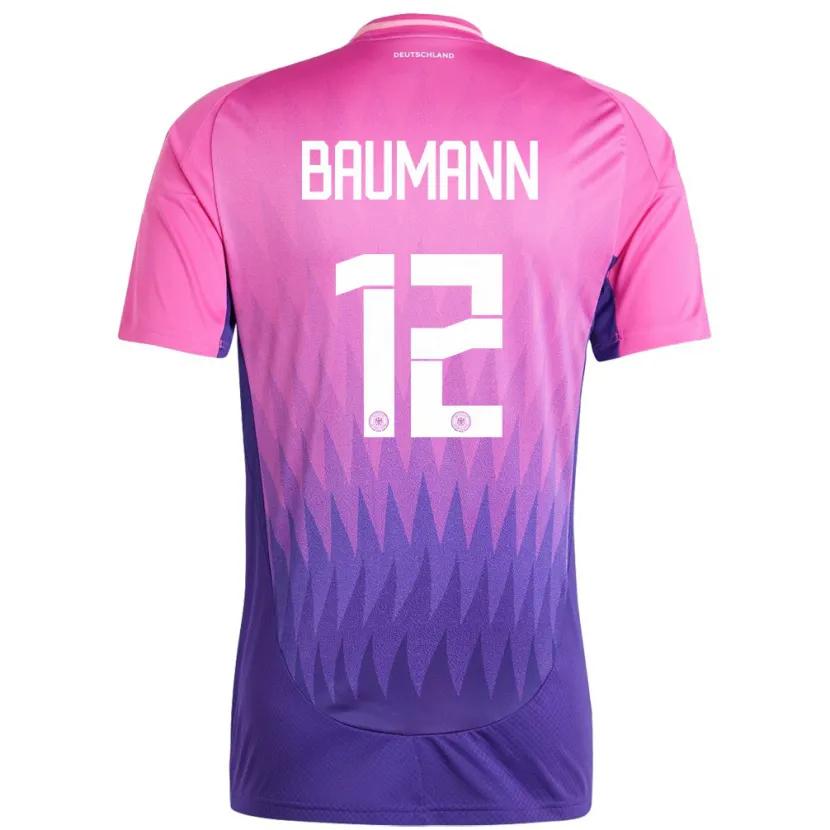 Danxen Mujer Camiseta Alemania Oliver Baumann #12 Rosado Morado 2ª Equipación 24-26 La Camisa