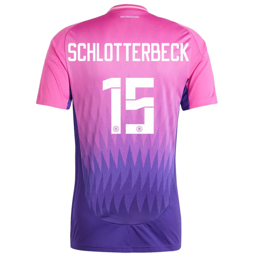 Danxen Mujer Camiseta Alemania Nico Schlotterbeck #15 Rosado Morado 2ª Equipación 24-26 La Camisa