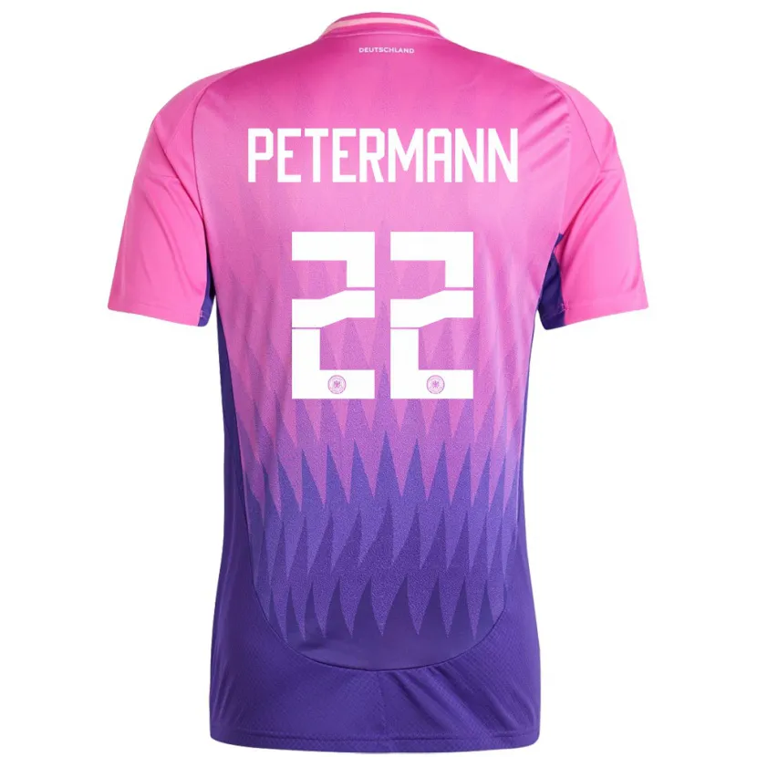 Danxen Mujer Camiseta Alemania Lena Petermann #22 Rosado Morado 2ª Equipación 24-26 La Camisa