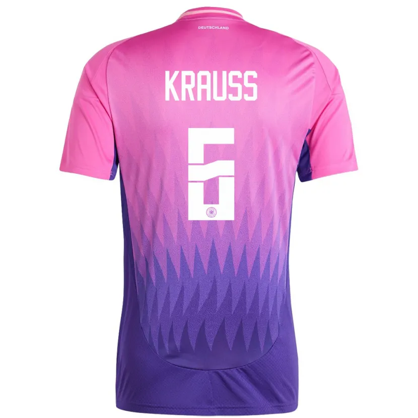 Danxen Mujer Camiseta Alemania Tom Kraub #6 Rosado Morado 2ª Equipación 24-26 La Camisa
