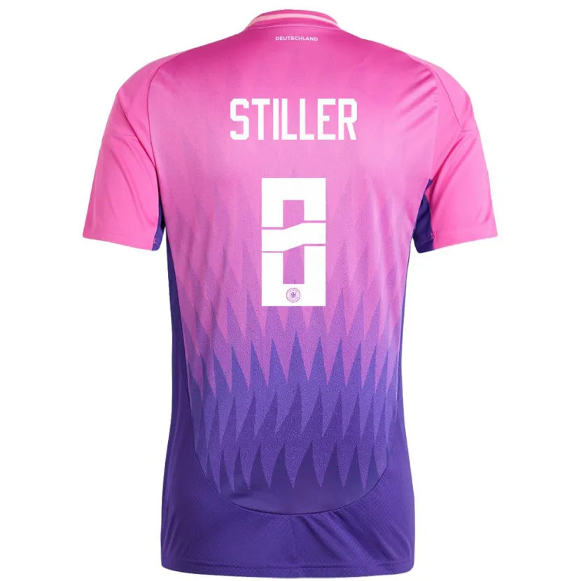 Danxen Mujer Camiseta Alemania Angelo Stiller #8 Rosado Morado 2ª Equipación 24-26 La Camisa