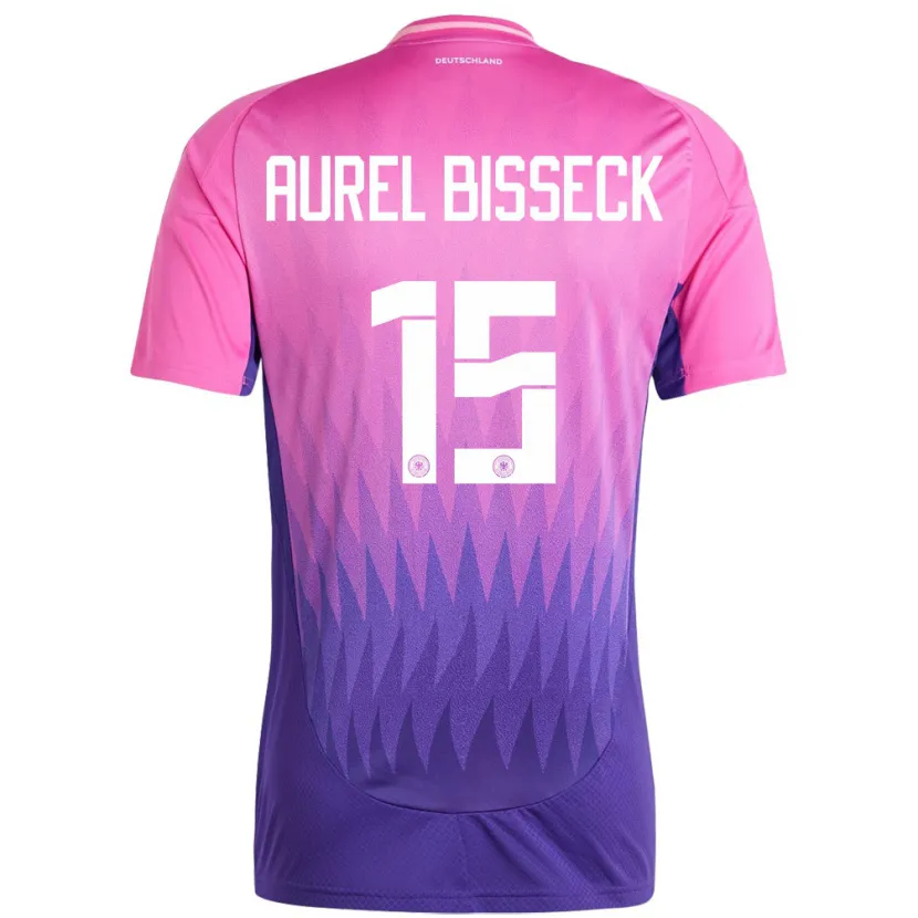 Danxen Mujer Camiseta Alemania Yann Aurel Bisseck #15 Rosado Morado 2ª Equipación 24-26 La Camisa