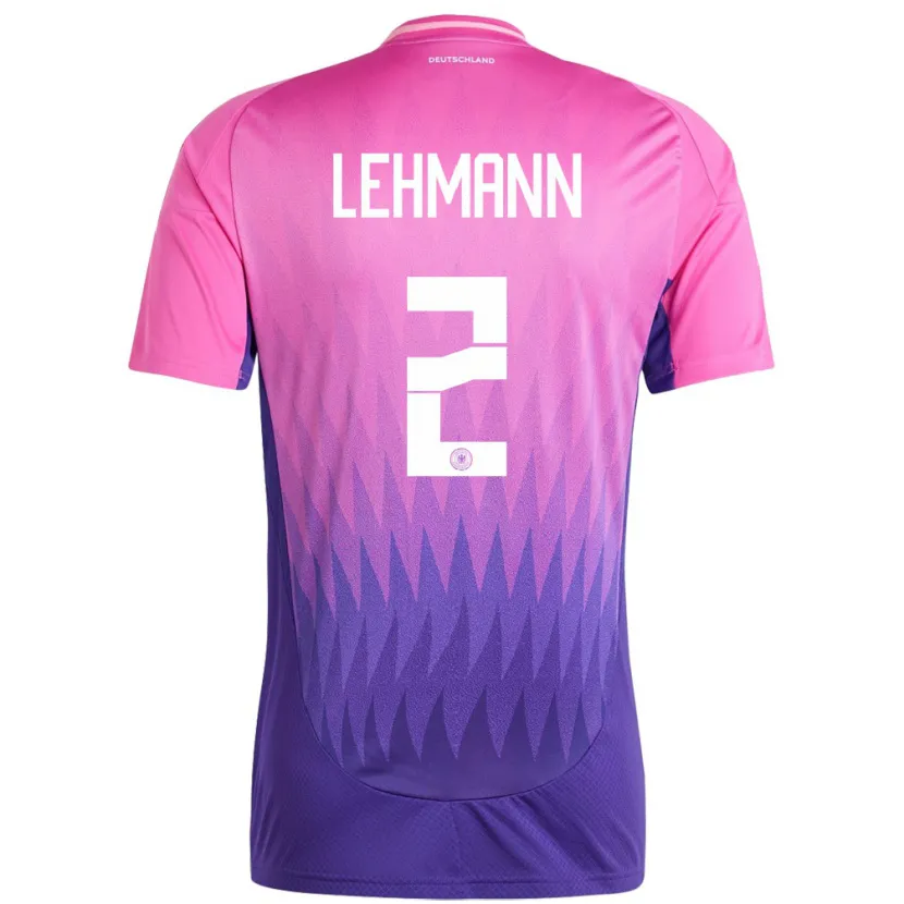 Danxen Mujer Camiseta Alemania Paul Lehmann #2 Rosado Morado 2ª Equipación 24-26 La Camisa