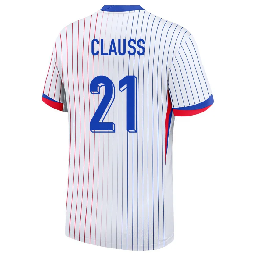 Danxen Mujer Camiseta Francia Jonathan Clauss #21 Blanco 2ª Equipación 24-26 La Camisa