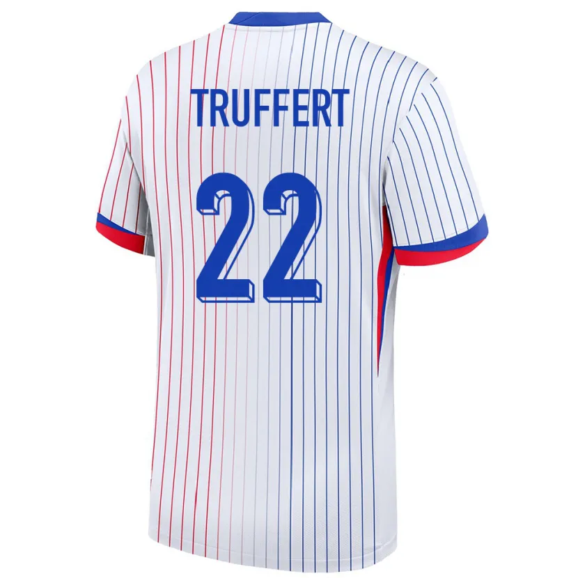 Danxen Mujer Camiseta Francia Adrien Truffert #22 Blanco 2ª Equipación 24-26 La Camisa