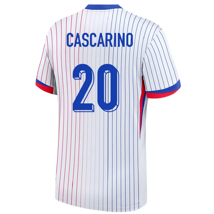 Danxen Mujer Camiseta Francia Delphine Cascarino #20 Blanco 2ª Equipación 24-26 La Camisa