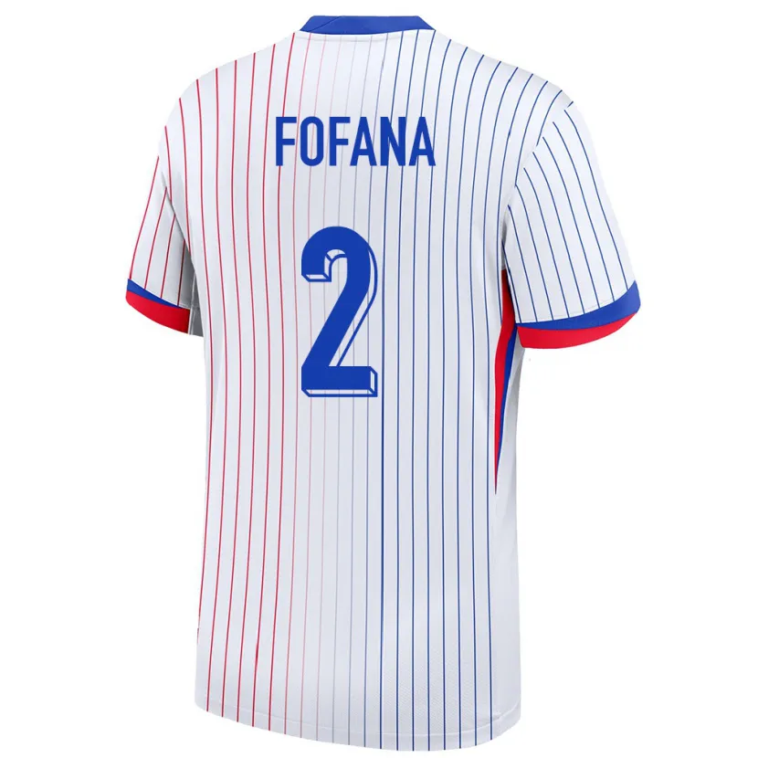 Danxen Mujer Camiseta Francia Wesley Fofana #2 Blanco 2ª Equipación 24-26 La Camisa