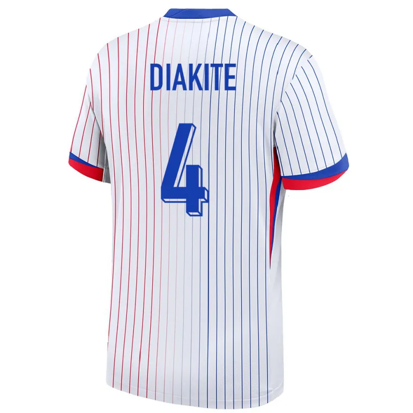 Danxen Mujer Camiseta Francia Bafode Diakite #4 Blanco 2ª Equipación 24-26 La Camisa