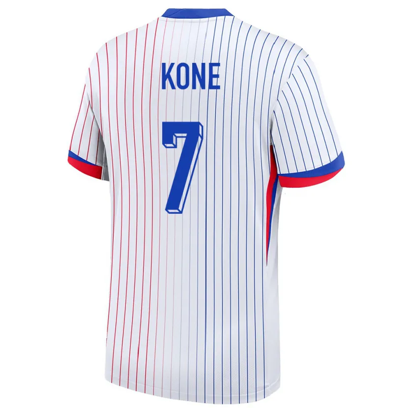 Danxen Mujer Camiseta Francia Kouadio Kone #7 Blanco 2ª Equipación 24-26 La Camisa