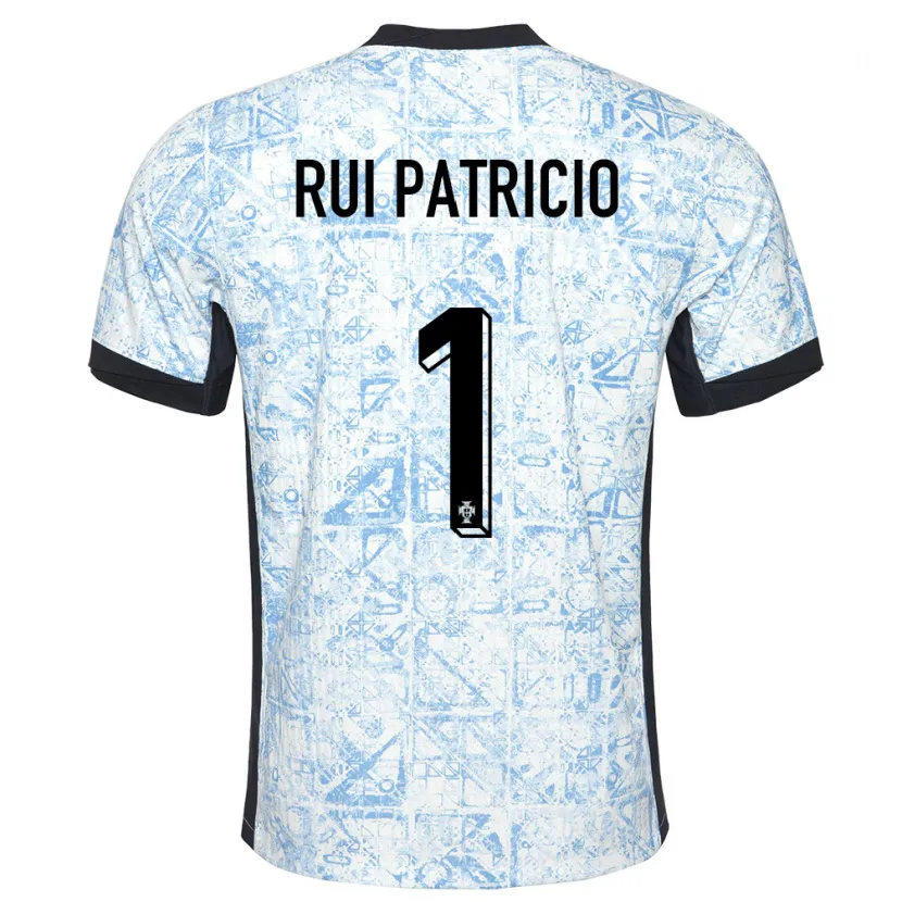 Danxen Mujer Camiseta Portugal Rui Patricio #1 Crema Azul 2ª Equipación 24-26 La Camisa