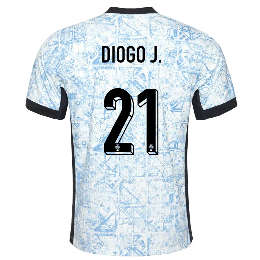 Danxen Mujer Camiseta Portugal Diogo Jota #21 Crema Azul 2ª Equipación 24-26 La Camisa