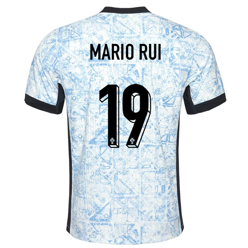 Danxen Mujer Camiseta Portugal Mario Rui #19 Crema Azul 2ª Equipación 24-26 La Camisa