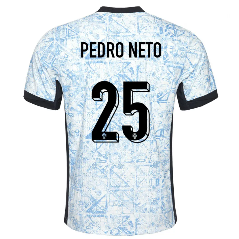 Danxen Mujer Camiseta Portugal Pedro Neto #25 Crema Azul 2ª Equipación 24-26 La Camisa