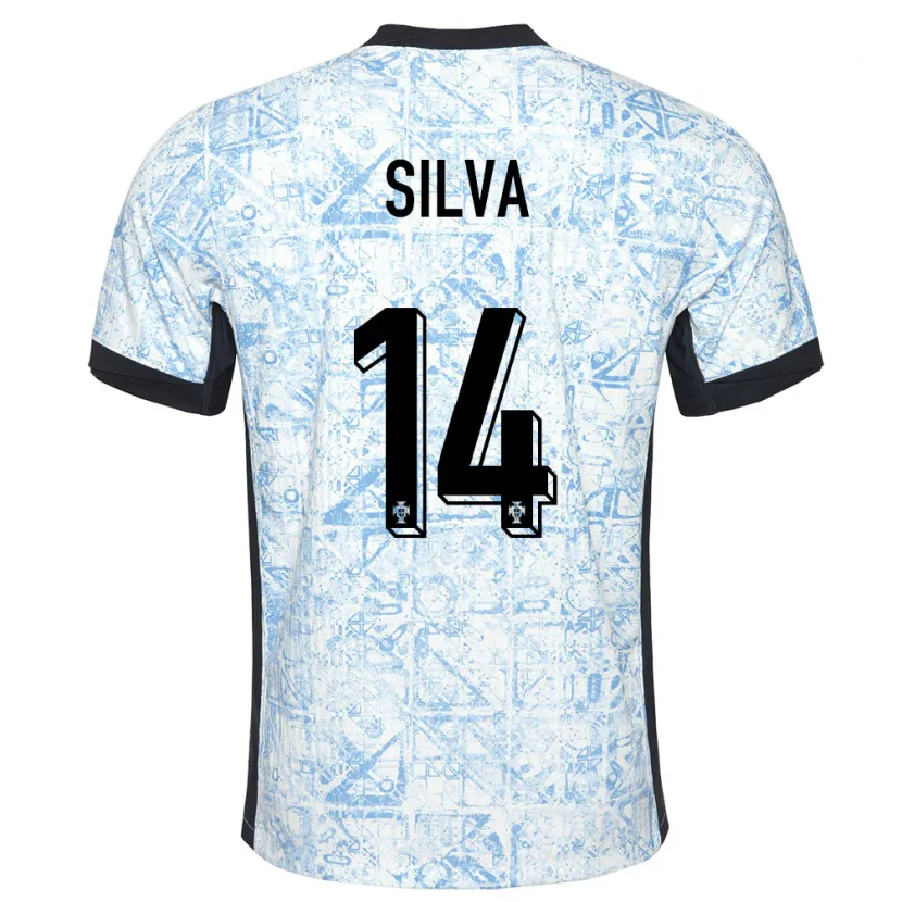 Danxen Mujer Camiseta Portugal Dolores Silva #14 Crema Azul 2ª Equipación 24-26 La Camisa