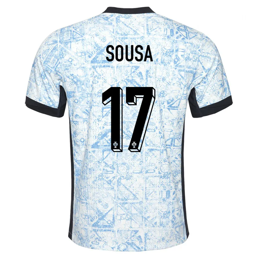 Danxen Mujer Camiseta Portugal Vasco Sousa #17 Crema Azul 2ª Equipación 24-26 La Camisa