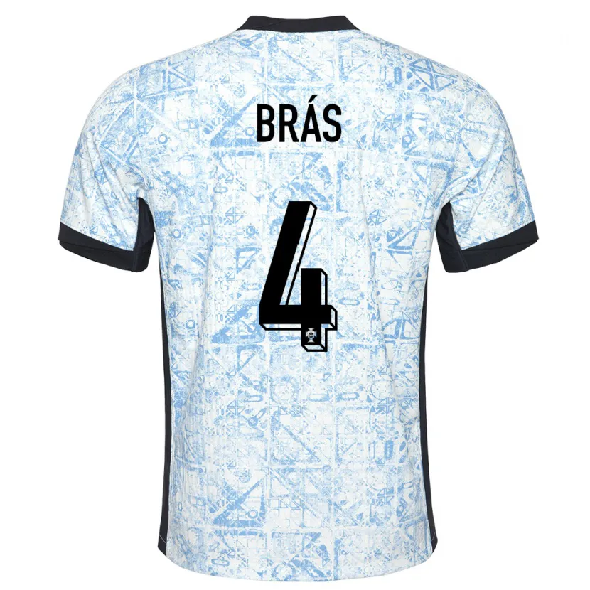 Danxen Mujer Camiseta Portugal Gabi Bras #4 Crema Azul 2ª Equipación 24-26 La Camisa