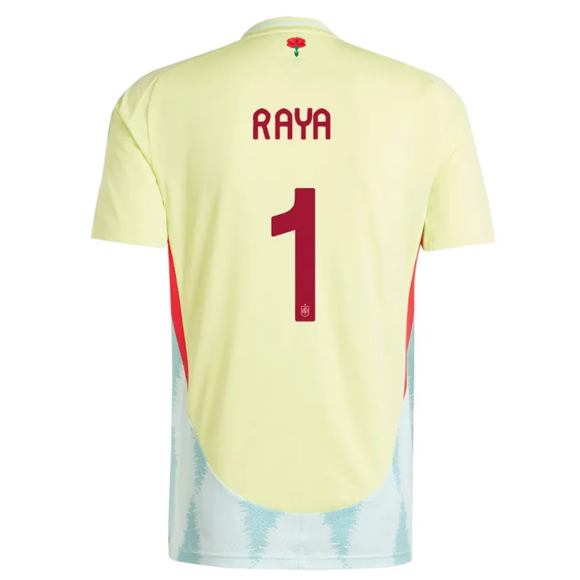 Danxen Mujer Camiseta España David Raya #1 Amarillo 2ª Equipación 24-26 La Camisa