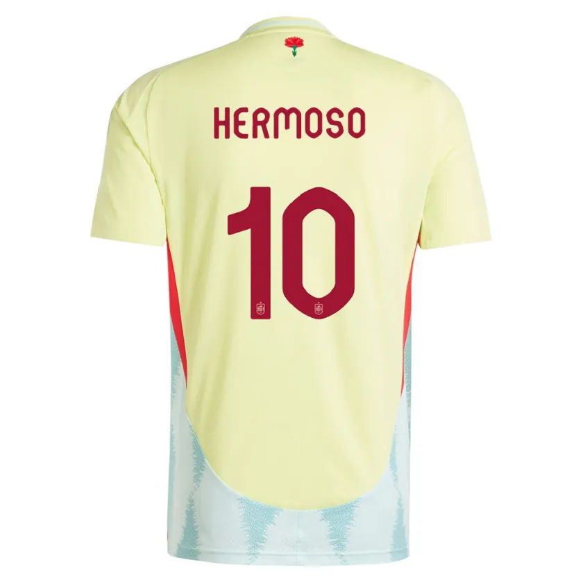 Danxen Mujer Camiseta España Jennifer Hermoso #10 Amarillo 2ª Equipación 24-26 La Camisa